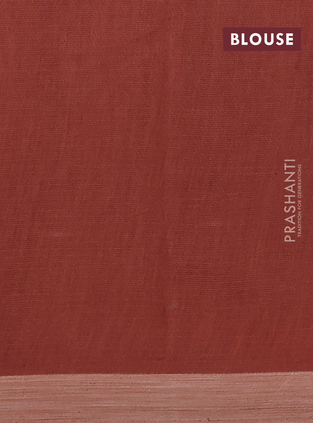 Kota silk cotton saree wine shade and rust shade with allover block prints and simple border