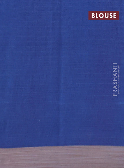 Kota silk cotton saree dark pink and blue with allover block prints and simple border