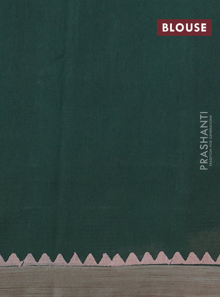 Kota silk cotton saree deep maroon and bottle green with butta block prints and printed border