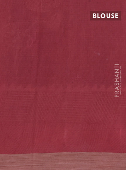 Kota silk cotton saree grey and dark peach with butta block prints and printed border