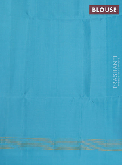 Pure soft silk saree light pink and light blue with allover zari weaves and zari woven simple border