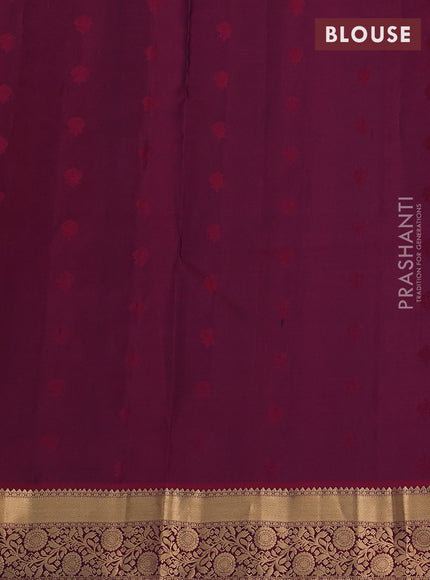Pure soft silk saree teal green and dark magenta pink with zari woven buttas and zari woven border