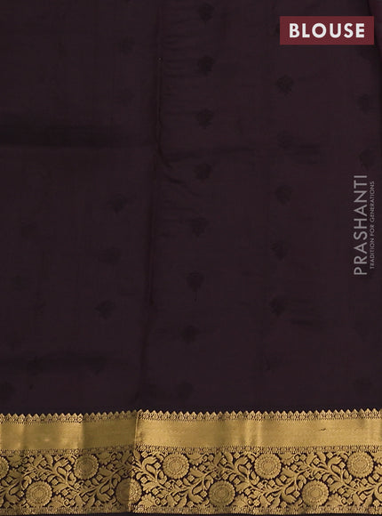 Pure soft silk saree greyish green and coffee brown with zari woven buttas and zari woven border
