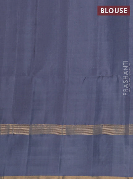 Pure soft silk saree teal green and grey with allover zari weaves and rettapet zari woven border