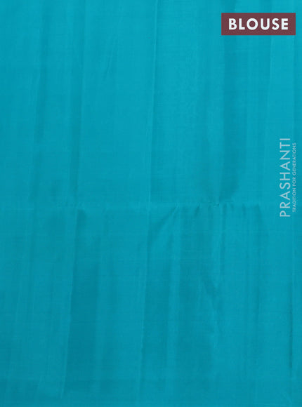 Pure soft silk saree pink and teal blue with allover zari weaves and rich zari woven border