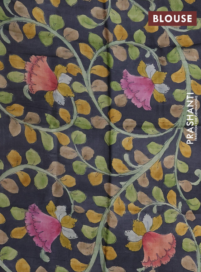 Pure Tussar Silk Saree beige with allover zari checked pattern and zari woven border