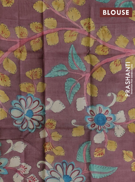 Pure Tussar Silk Saree green and brown with allover zari checked pattern and zari woven border