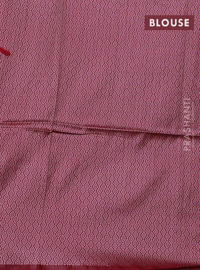 Semi tussar saree maroon with thread woven buttas & purse
