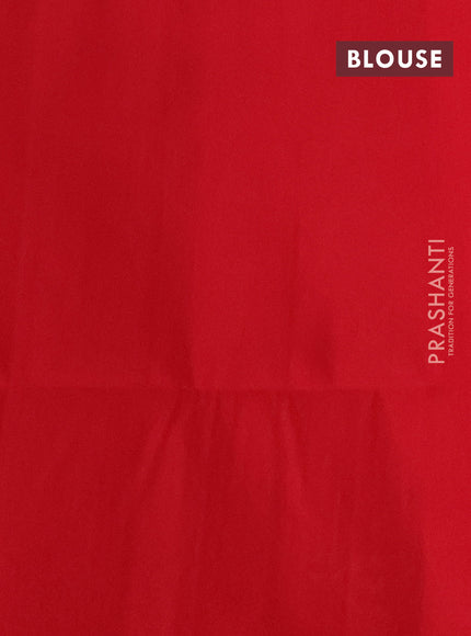Kanchipuram silk saree cream and red with allover zari weaves in borderless style