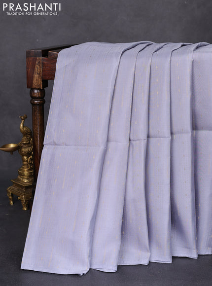 Kanchipuram silk saree grey and red with allover zari weaves in borderless style