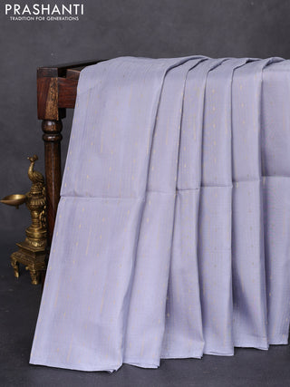 Kanchipuram silk saree grey and red with allover zari weaves in borderless style