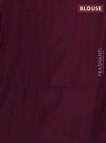 Kanchipuram silk saree cs blue and wine shade with allover self emboss in borderless style