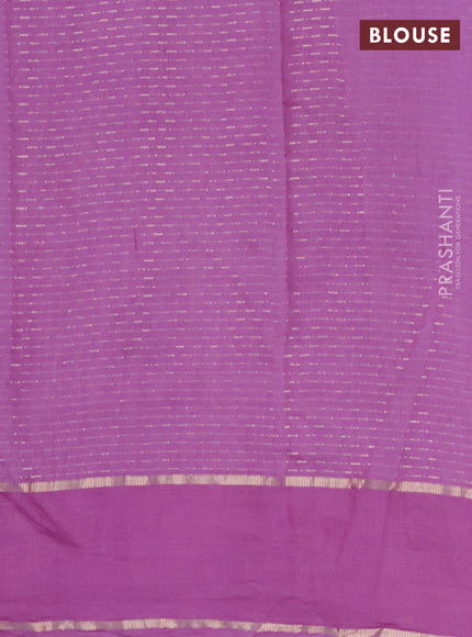 Semi chanderi saree lavender with allover zari weaves and floral embroidery border