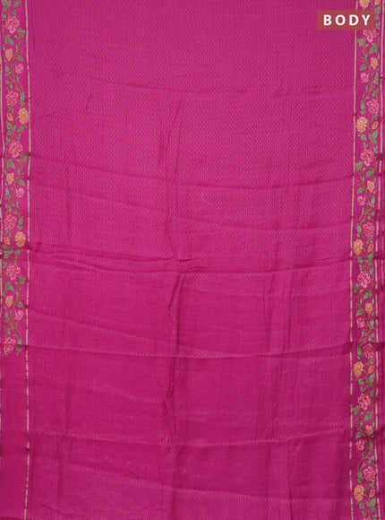 Semi chanderi saree pink with allover zari weaves and floral embroidery border