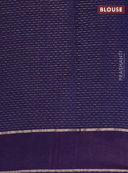 Semi chanderi saree dark blue with allover zari weaves and floral embroidery border