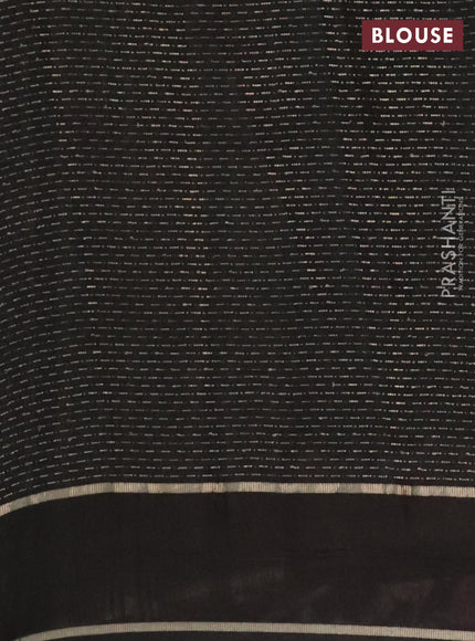 Semi chanderi saree black with allover zari weaves and floral embroidery border