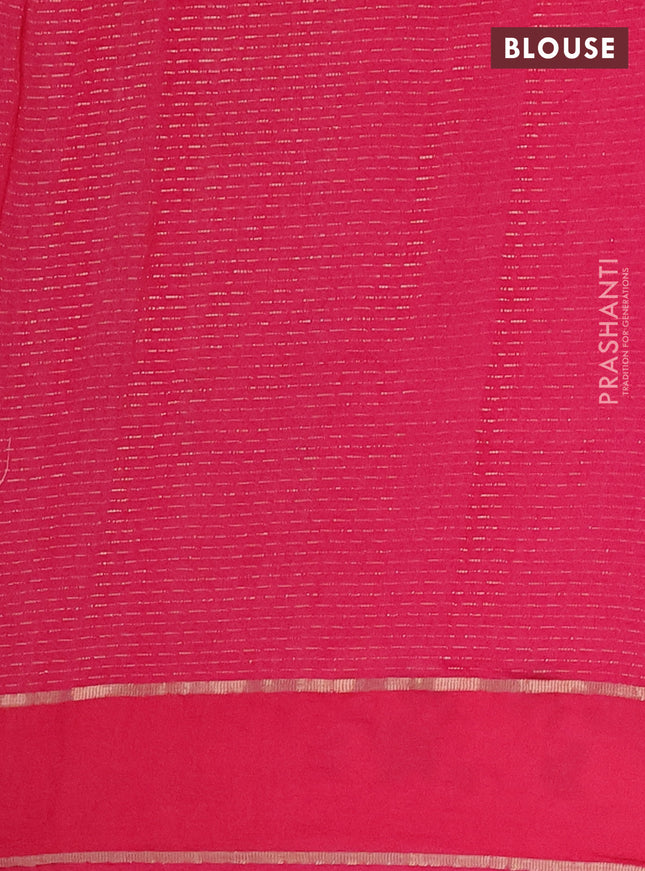 Semi chanderi saree pink with allover zari weaves and floral embroidery border