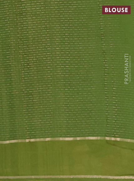 Semi chanderi saree light green with allover zari weaves and floral embroidery border