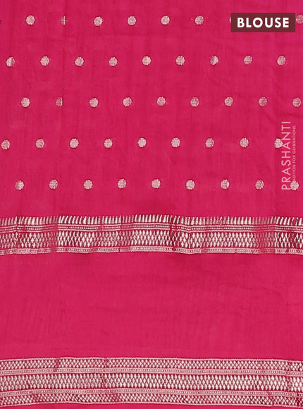 Semi chanderi saree pink with zari woven buttas and floral embroidery border