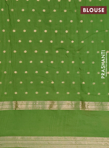 Semi chanderi saree light green with zari woven buttas and floral embroidery border