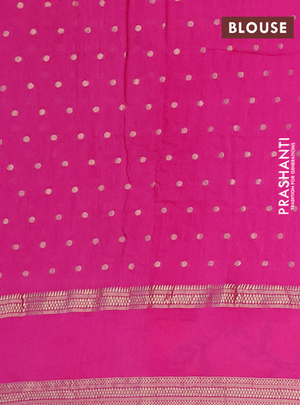 Semi chanderi saree pink with zari woven buttas and floral embroidery border
