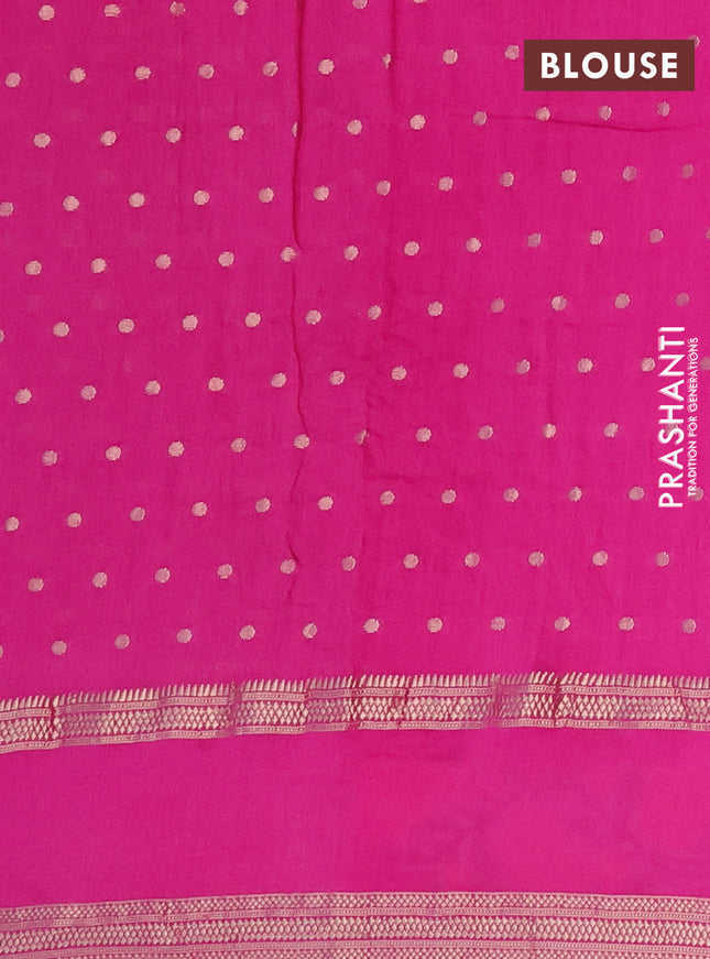 Semi chanderi saree pink with zari woven buttas and floral embroidery border