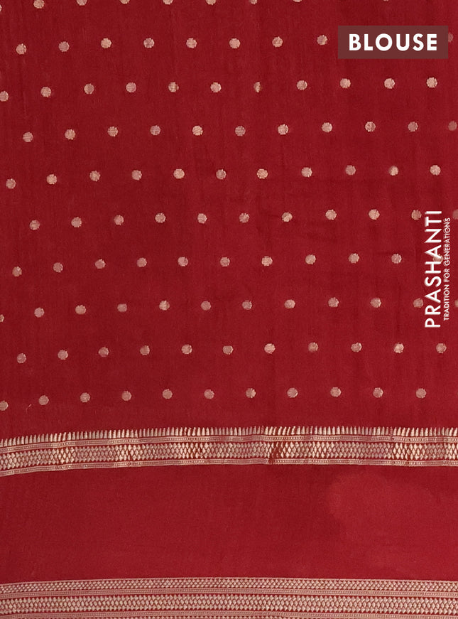 Semi chanderi saree maroon with zari woven buttas and floral embroidery border