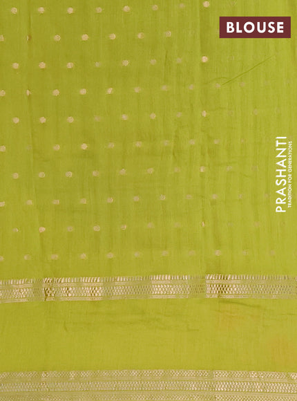 Semi chanderi saree light green with zari woven buttas and floral embroidery border