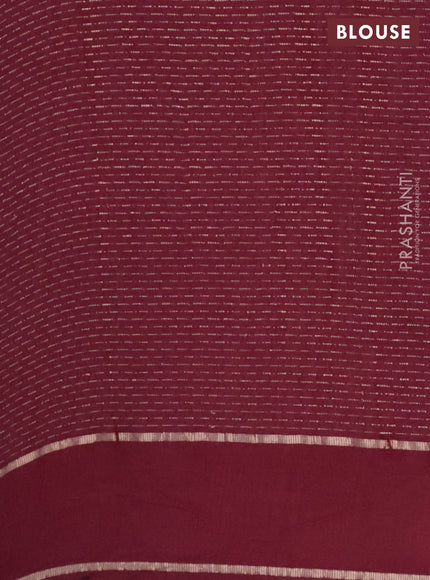 Semi chanderi saree deep maroon with allover zari weaves and floral embroidery border