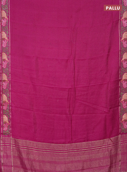 Semi chanderi saree pink with allover zari weaves and floral embroidery border