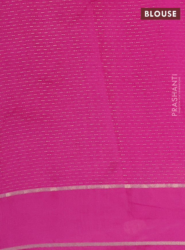 Semi chanderi saree pink with allover zari weaves and floral embroidery border