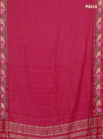 Semi chanderi saree pink with allover zari weaves and floral embroidery border