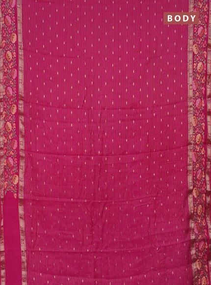 Semi chanderi saree pink with allover zari weaves & buttas and floral embroidery border