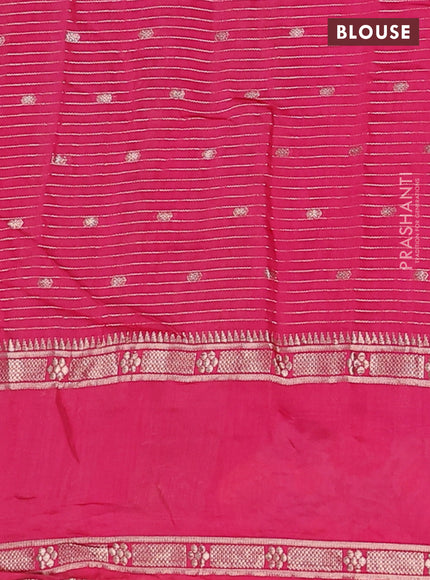 Semi chanderi saree pink with allover zari weaves & buttas and floral embroidery border