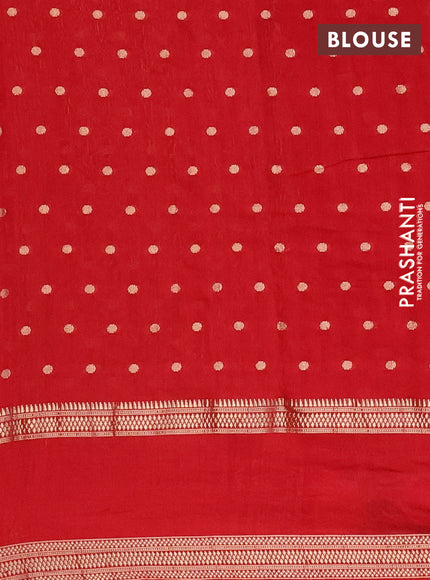 Semi chanderi saree red with zari woven buttas and floral embroidery border