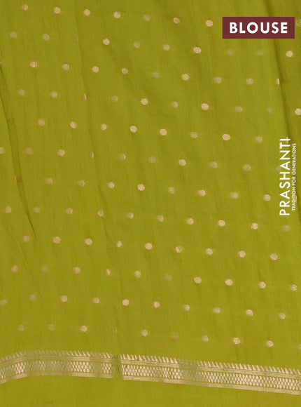 Semi chanderi saree light green with zari woven buttas and floral embroidery border