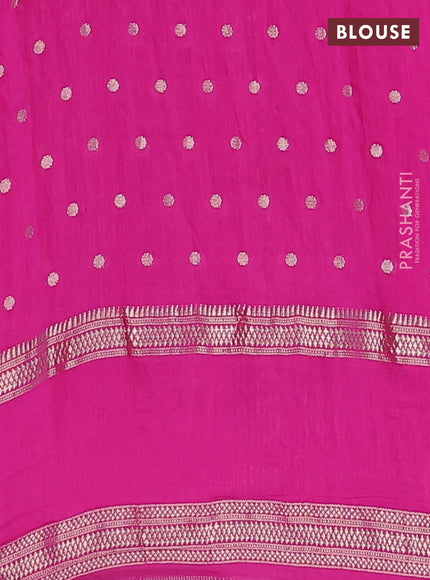 Semi chanderi saree pink with zari woven buttas and floral embroidery border