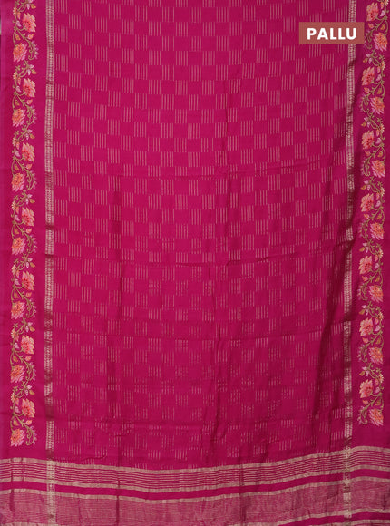 Semi chanderi saree pink shade with zari woven buttas and floral embroidery border