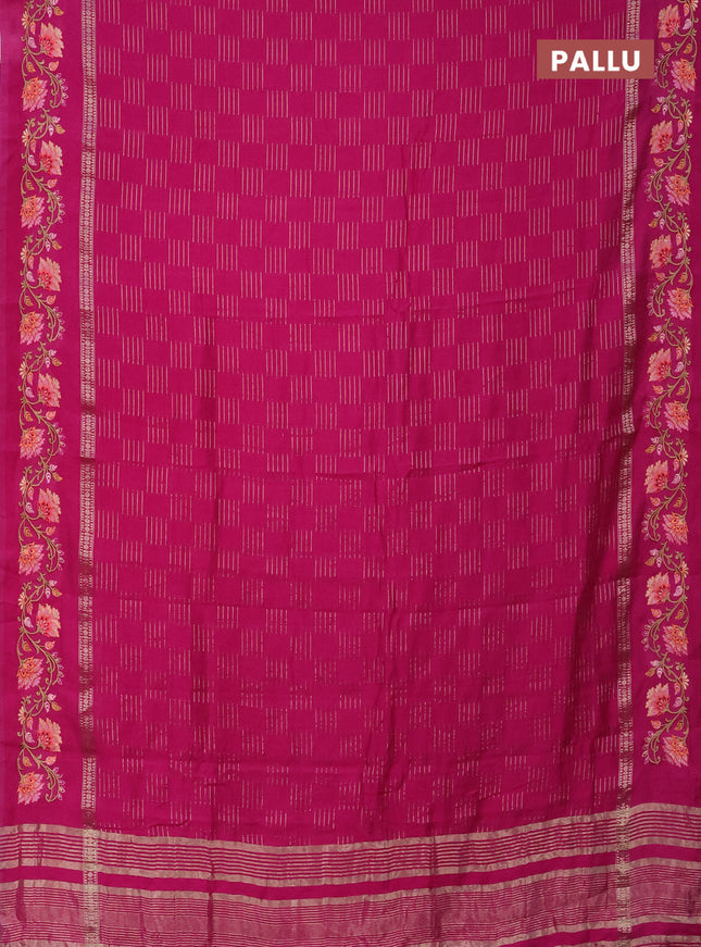 Semi chanderi saree pink shade with zari woven buttas and floral embroidery border