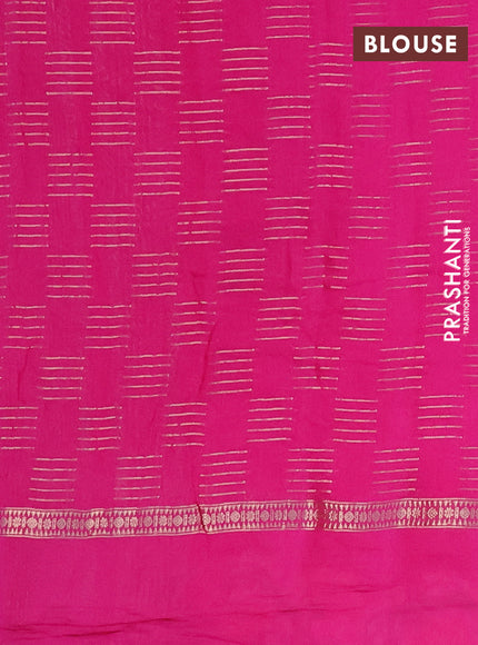 Semi chanderi saree pink shade with zari woven buttas and floral embroidery border