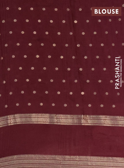 Semi chanderi saree maroon with zari woven buttas and floral embroidery border