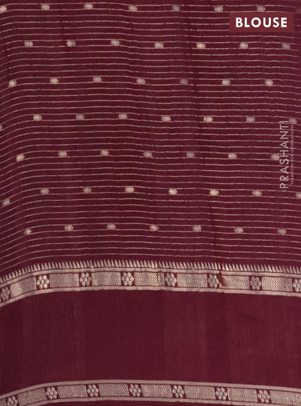 Semi chanderi saree maroon with allover zari weaves & buttas and embroidery border