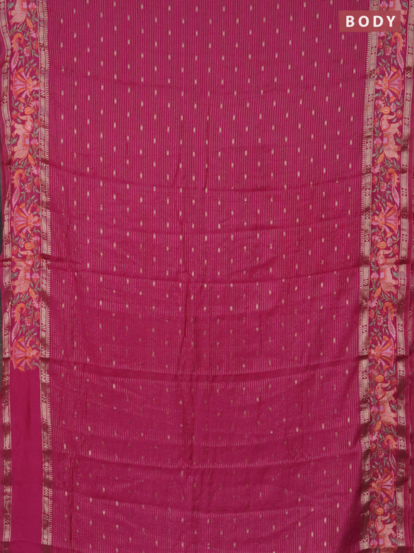 Semi chanderi saree pink with allover zari weaves & buttas and embroidery border
