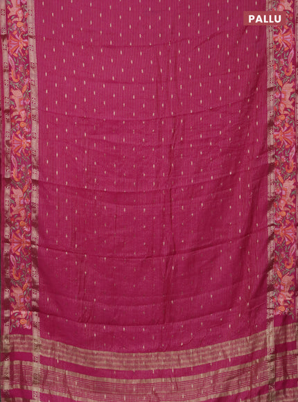 Semi chanderi saree pink with allover zari weaves & buttas and embroidery border