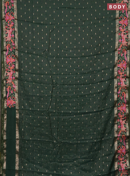 Semi chanderi saree green with allover zari weaves & buttas and embroidery border