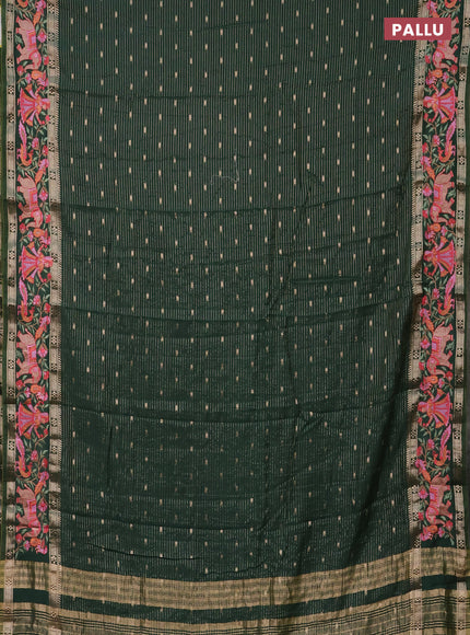 Semi chanderi saree green with allover zari weaves & buttas and embroidery border