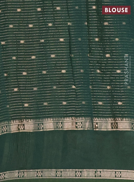 Semi chanderi saree green with allover zari weaves & buttas and embroidery border