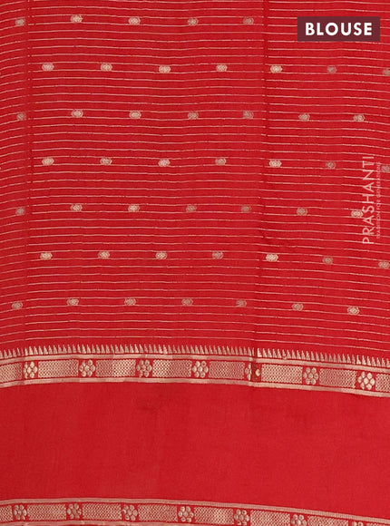 Semi chanderi saree red with allover zari weaves & buttas and embroidery border