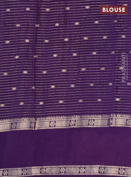 Semi chanderi saree violet with allover zari weaves & buttas and embroidery border