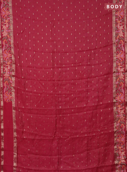 Semi chanderi saree pink with allover zari weaves & buttas and embroidery border